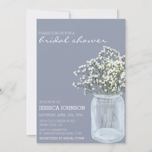 Watercolor Whimsical Baby's Breath Bridal shower Invitation (Front)