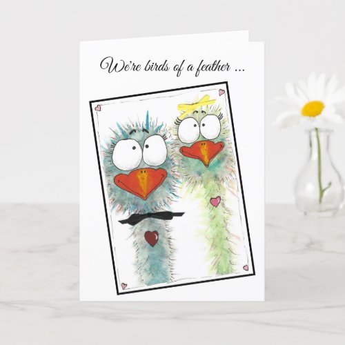 Watercolor Whimsical Birds Anniversary Card