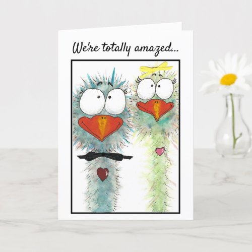 Watercolor Whimsical Birds Birthday Card
