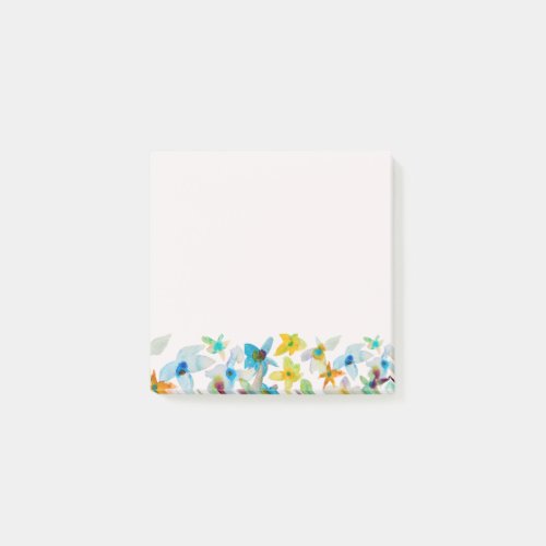 Watercolor whimsical blue flowers post_it notes