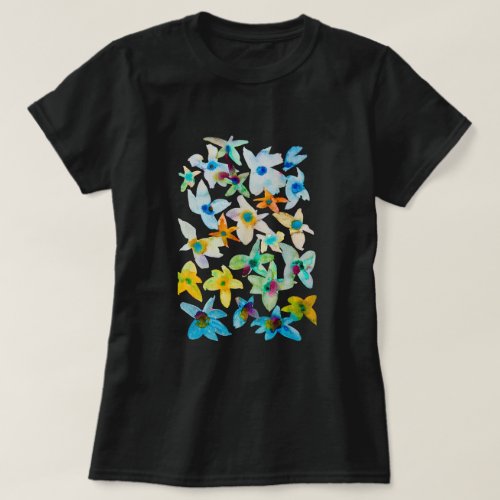 Watercolor whimsical blue flowers T_Shirt