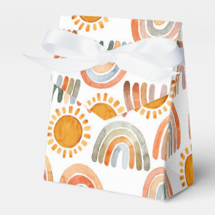 Watercolor Whimsical Boho Rainbow and Sun  Favor Boxes