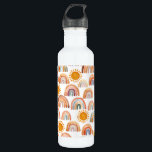 Watercolor Whimsical Boho Rainbow and Sun  Kids  Stainless Steel Water Bottle<br><div class="desc">Watercolor modern rainbow and sun pattern water bottle. Perfect for kids</div>