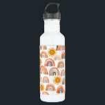 Watercolor Whimsical Boho Rainbow and Sun  Kids  Stainless Steel Water Bottle<br><div class="desc">Watercolor modern rainbow and sun pattern water bottle. Perfect for kids</div>