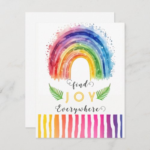 Watercolor Whimsical Boho Rainbow Greeting Card