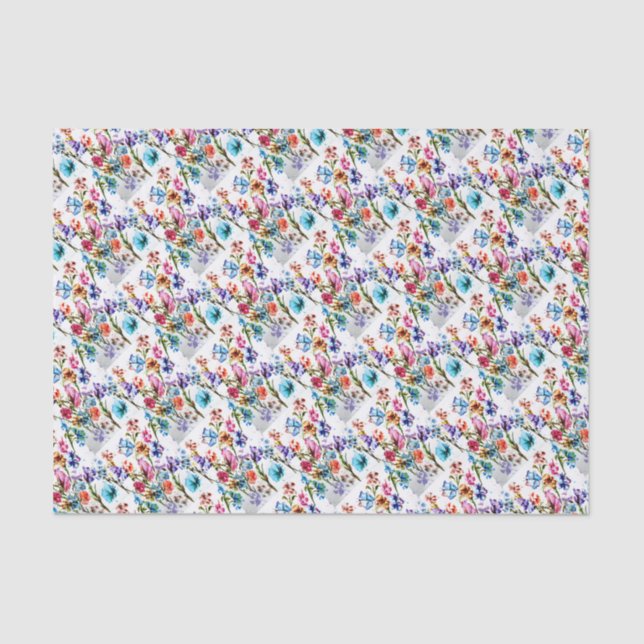 Watercolor Whimsical Butterflies Tissue Paper (Front)