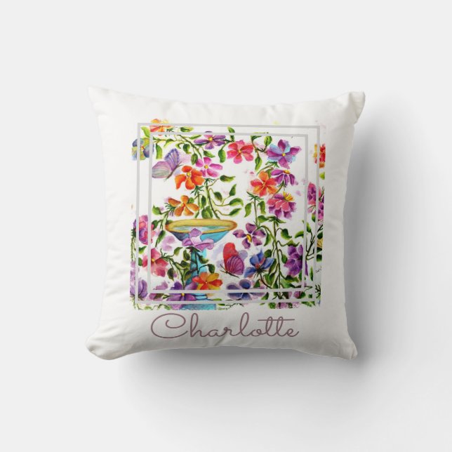 Watercolor Whimsical Chic Throw Pillow (Front)