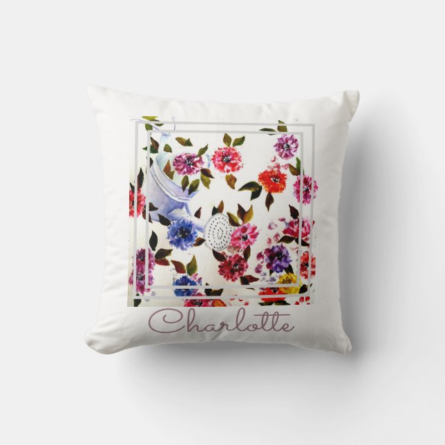 Watercolor Whimsical Chic Throw Pillow (Front)