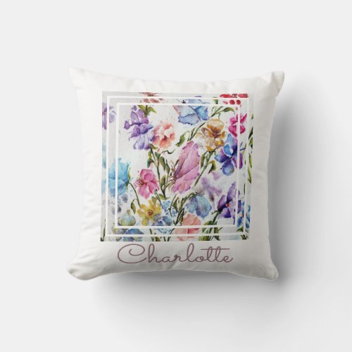Watercolor Whimsical Chic Throw Pillow