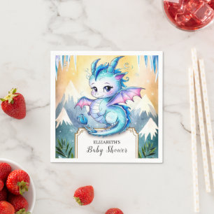 Watercolor Whimsical Dragon Baby Shower Napkins