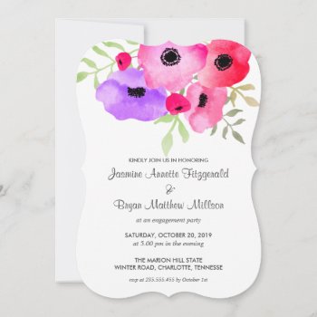 Watercolor Whimsical Floral Engagement Party Invitation by Wedding_Trends_Now at Zazzle
