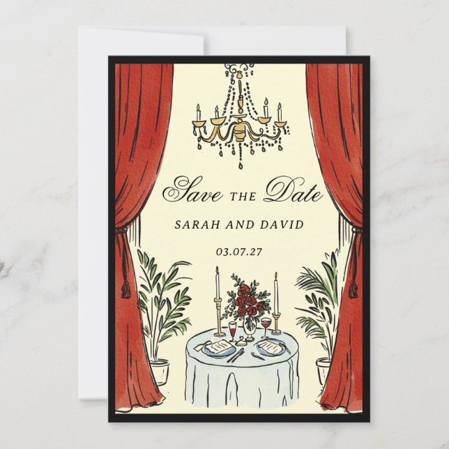 Watercolor Whimsical Glamour Save the Date Invitation (Front)