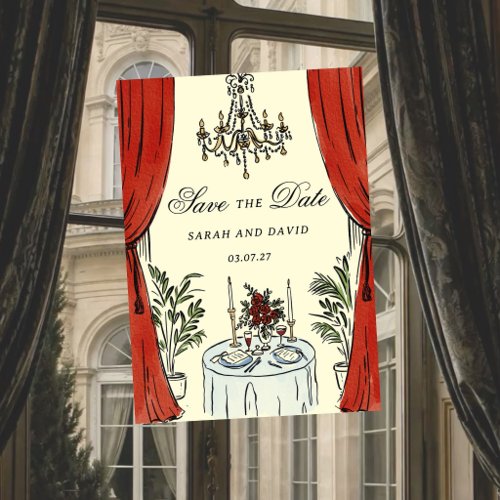 Watercolor Whimsical Glamour Save the Date Invitation