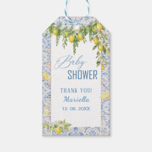 Watercolor whimsical lemons mediterranean baby Gift Tags