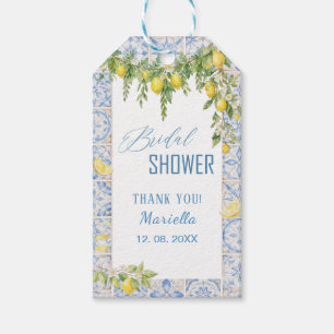 Watercolor whimsical lemons mediterranean brida Gift Tags