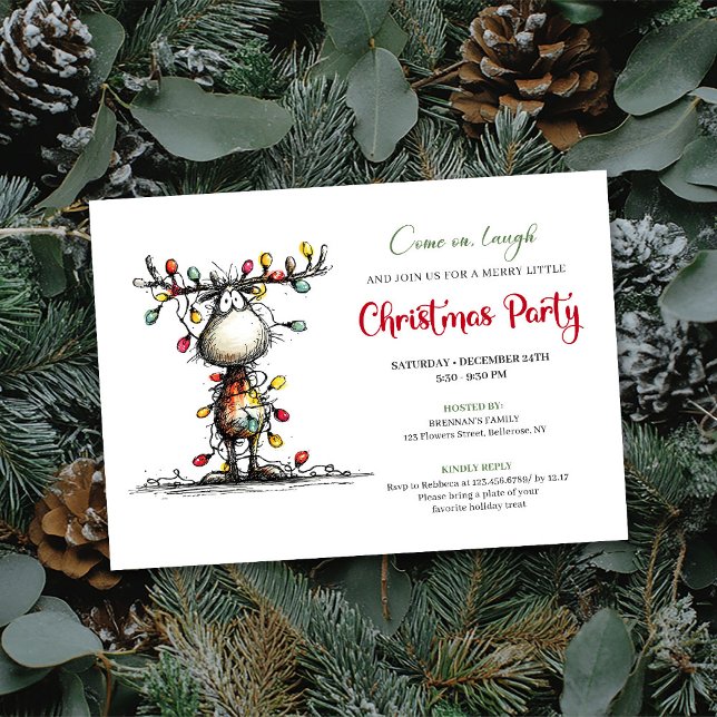 Watercolor whimsical reindeer party invitation (Watercolor whimsical reindeer party invitation

)