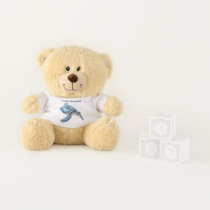 Watercolor Whimsical Sea Turtle in Blue Teddy Bear