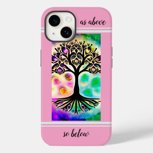Watercolor Whimsical Tree of Life Inspirational Case_Mate iPhone 14 Case