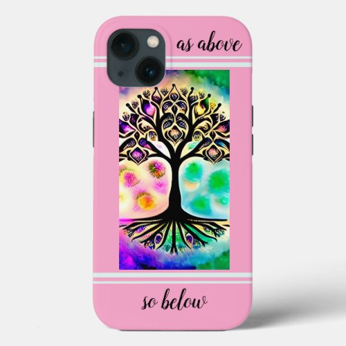 Watercolor Whimsical Tree of Life Inspirational iPhone 13 Case