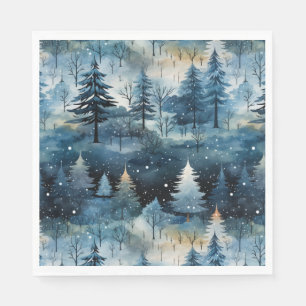 Watercolor Whimsical Winter Wonderland Christmas Napkins