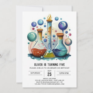 Watercolor Whimsy Lab Scientist Birthday Invitation