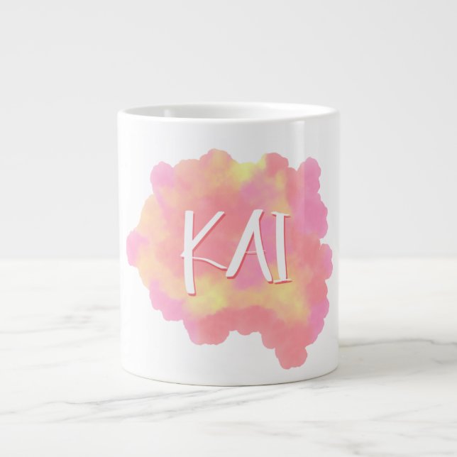 "Watercolor Whimsy: Personalized Delight" Giant Coffee Mug (Front)