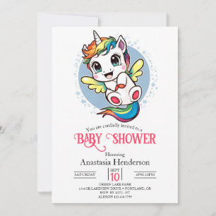 Watercolor Whimsy Unicorn Baby Shower Invitation