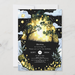 Watercolor Whimsy Woodland Birthday Invitation
