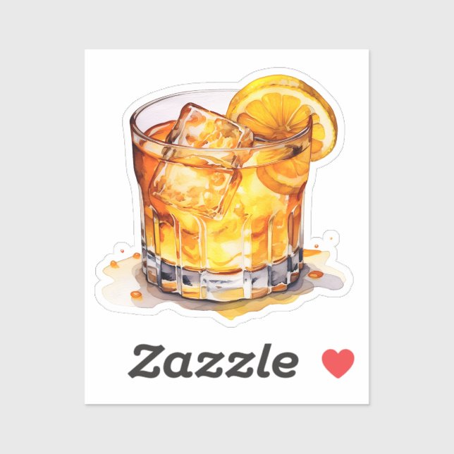 Watercolor Whiskey Drink Sticker (Sheet)