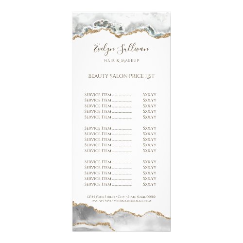 watercolor white agate price list rack card