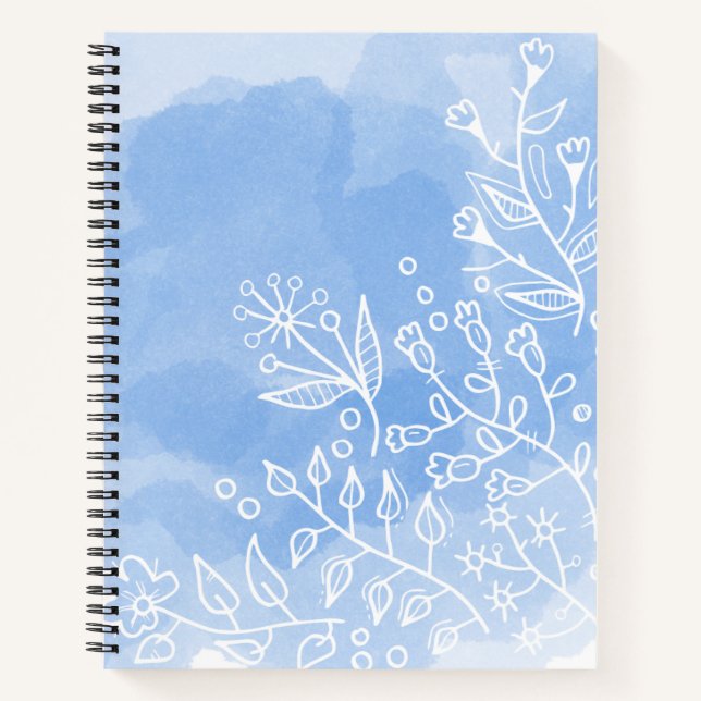 Watercolor white and blue  notebook (Front)