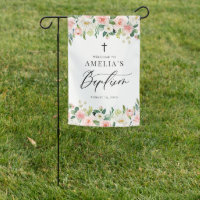 Watercolor White and Blush Floral Garland Baptism