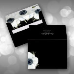 Watercolor White Anemones 5 x 7 Black  Envelope<br><div class="desc">Black and white anemone flowers and leaves on the inside and one on the outside,  these envelopes are a great touch to your invitations for any occasion. MATCHING items in our store.</div>