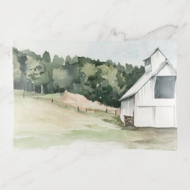 Watercolor White Barn Trinket Tray (Front)