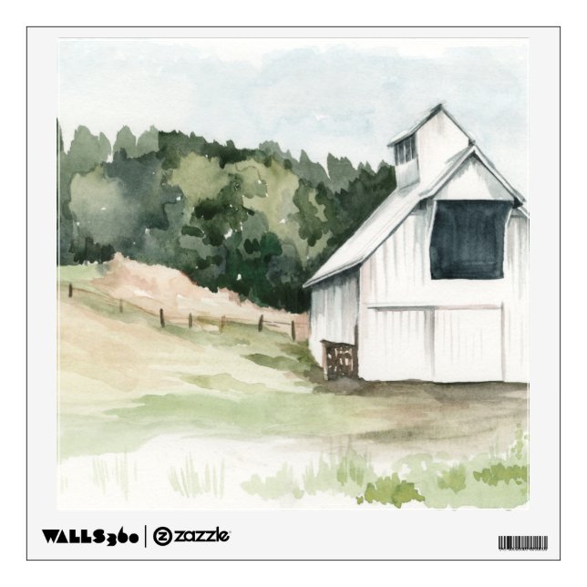 Watercolor White Barn Wall Decal (Front)