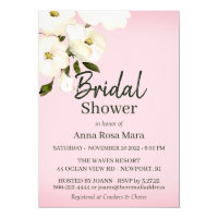 *~* Watercolor White Beach Roses Bridal Shower Invitation