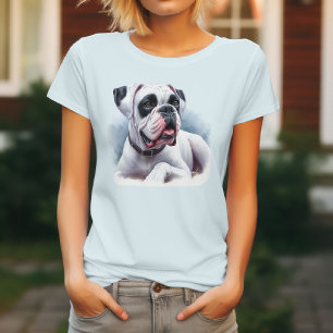 Watercolor White Boxer Dog  T-Shirt