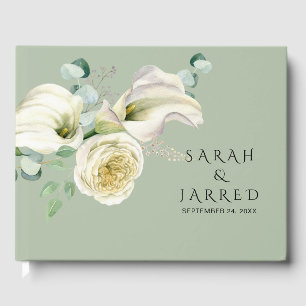 Watercolor White Calla Lilies Bouquet Guest Book