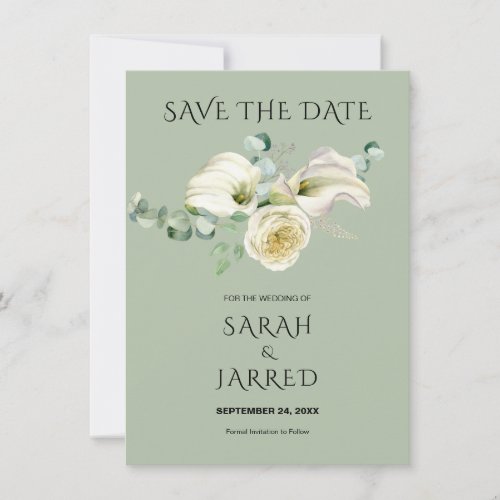 Watercolor White Calla Lilies Bouquet Save The Date