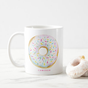 Watercolor White Chocolate Sprinkle Donut Coffee Mug