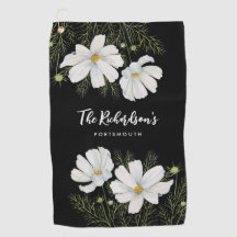 Watercolor White Cosmos Flowers Botanical Painting