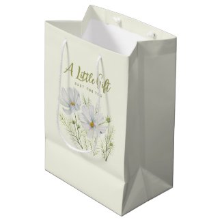 Watercolor White Cosmos Flowers Botanical Painting