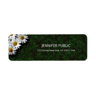 Watercolor White Daisies Elegant Modern Plain Label