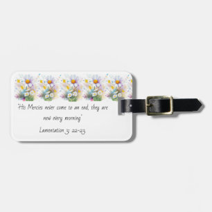 Watercolor White Daisy Painted Flowers With Quote Luggage Tag