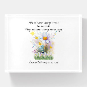 Watercolor White Daisy Painted Flowers With Quote Paperweight