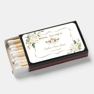 Watercolor White Floral Bridal Shower Tea Party Matchboxes
