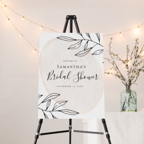 Watercolor White Floral Bridal Shower Welcome Sign