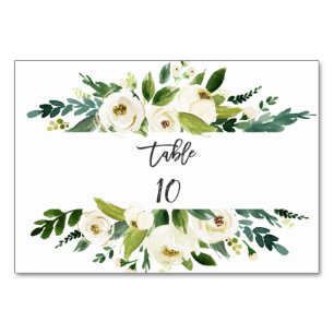Watercolor White Floral Frame Wedding Table Number