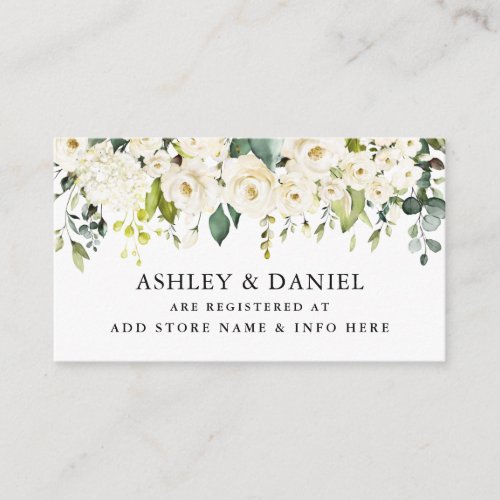 Watercolor White Floral Wedding Registry Enclosure Card