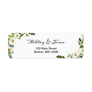 Watercolor White Flower Return Address Label